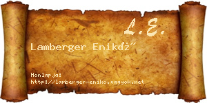 Lamberger Enikő névjegykártya
